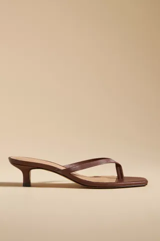 Brown leather thong sandals