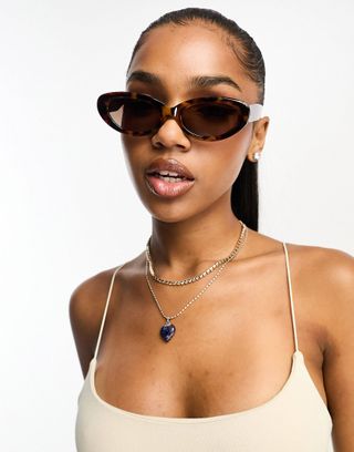 Asos Design Oval Sunglasses in Tort