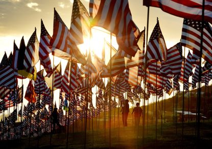 American flags at Pepperdine University honoring 9/11 victims