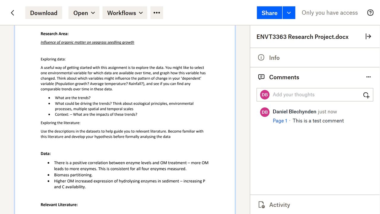 Document collaboration interface