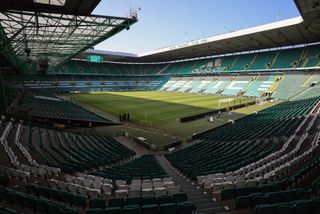 General view inside the stadium ahead of the UEFA Champions League Second Qualifying Round First Leg between Celtic and FC Midtjylland at Celtic Park on July 20, 2021 in Glasgow, Scotland