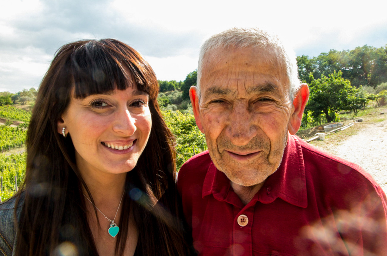 Elena-Fucci-with-her-grandfather-Generoso-in-their-Barile-vineyards-at-Vulture
