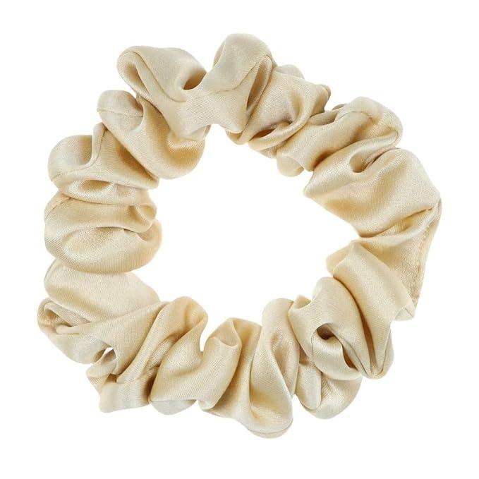 L. Erickson Usa Silk Scrunchie - Morning Tan Cream, Small - 100% Silk Charmeuse, Handmade in the Usa