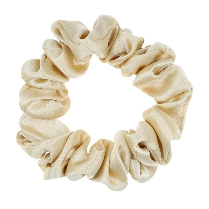 L. Erickson Usa Silk Scrunchie - Morning Tan Cream, Small - 100% Silk Charmeuse, Handmade in the Usa