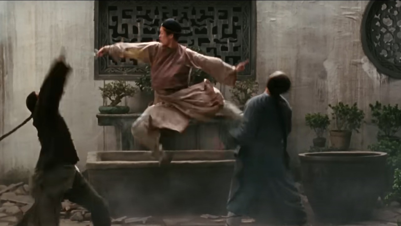 Zhang Ziyi doing a jump kick in Crouching Tiger, Hidden Dragon