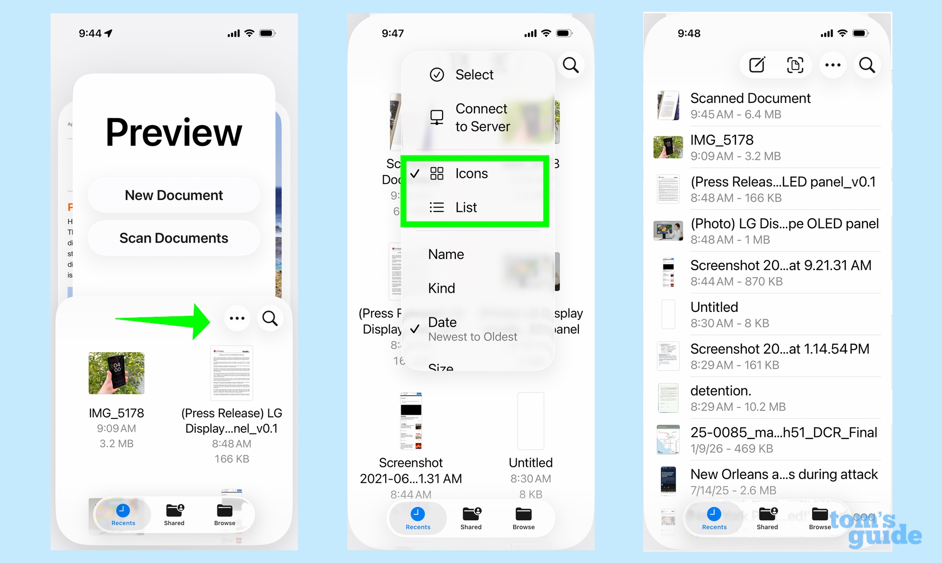 changing the layout of documents in Preview