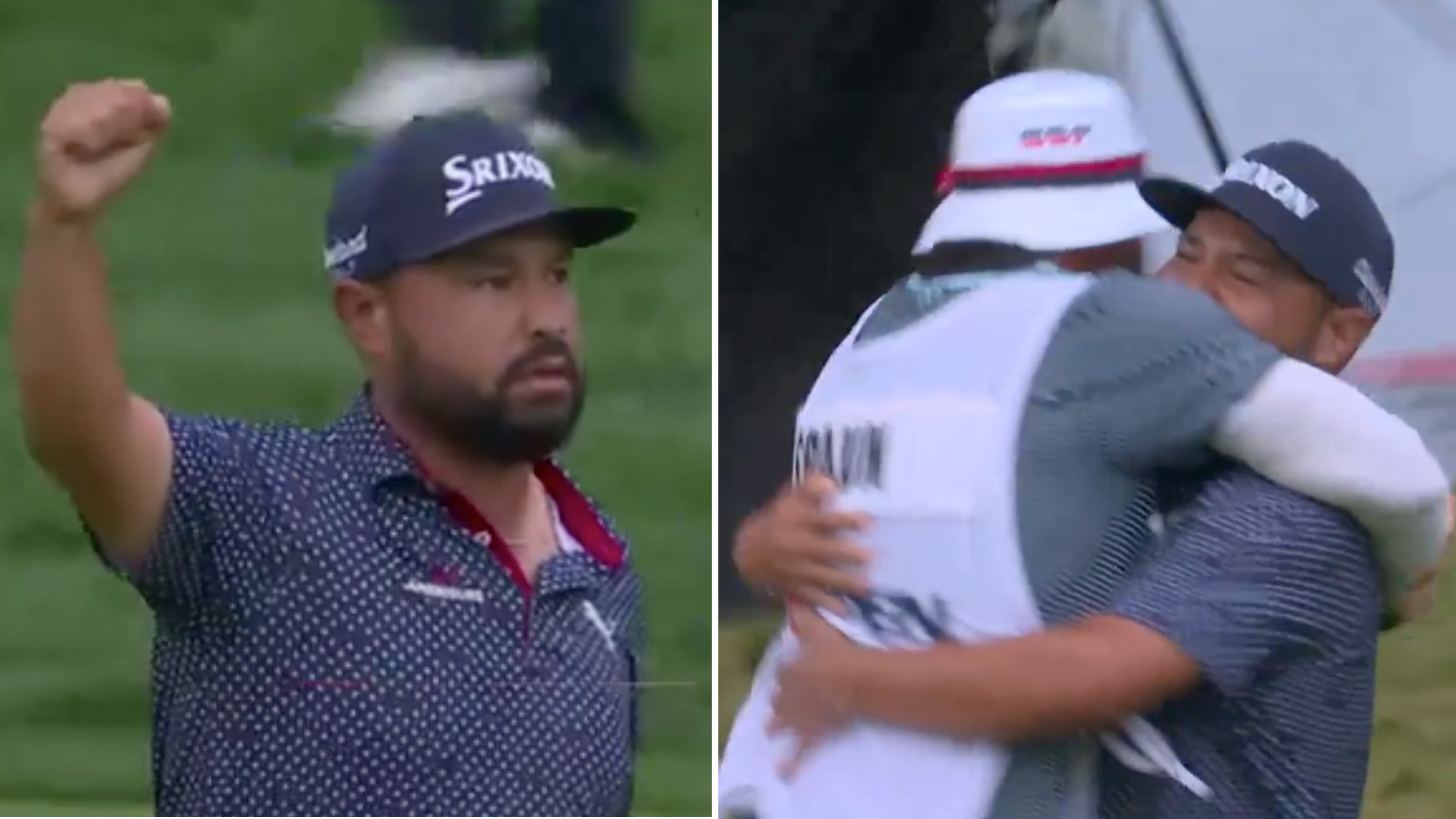 JJ Spaun celebrates winning the US Open 