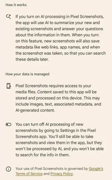 An overview of how Google AI's Pixel screenshots could function.