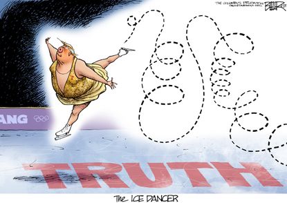 Political cartoon U.S. Trump lies Olympics