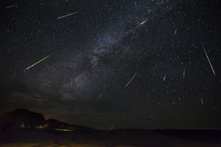 Jason Weingart captures shooting stars during the Persied meteor shower on Aug. 14, 2016 in Big Bend National Park in Terlingua, Texas.