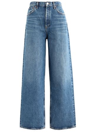 Low Slung Baggy Distressed Wide-Leg Jeans