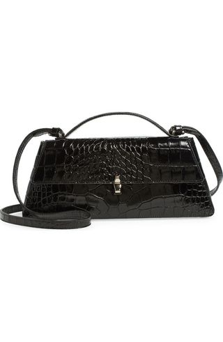 Gia Croc Embossed Leather Shoulder Bag