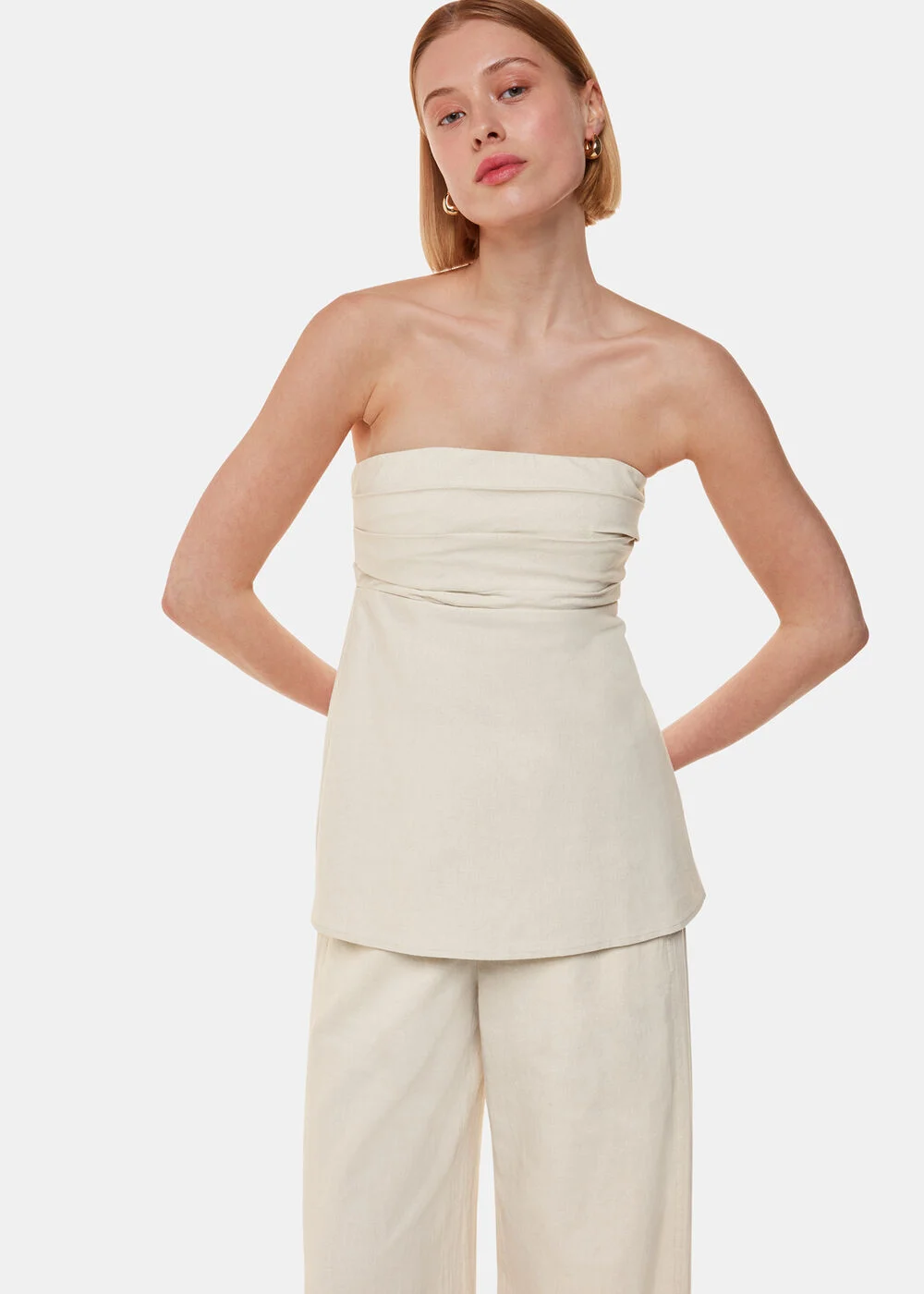 Whistles, Oatmeal Lula Linen Blend Bandeau Top