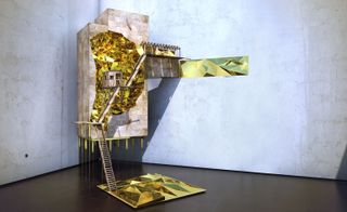 'Where there's gold: mining way station', 2014 - a sculpture depicting a mining way station
