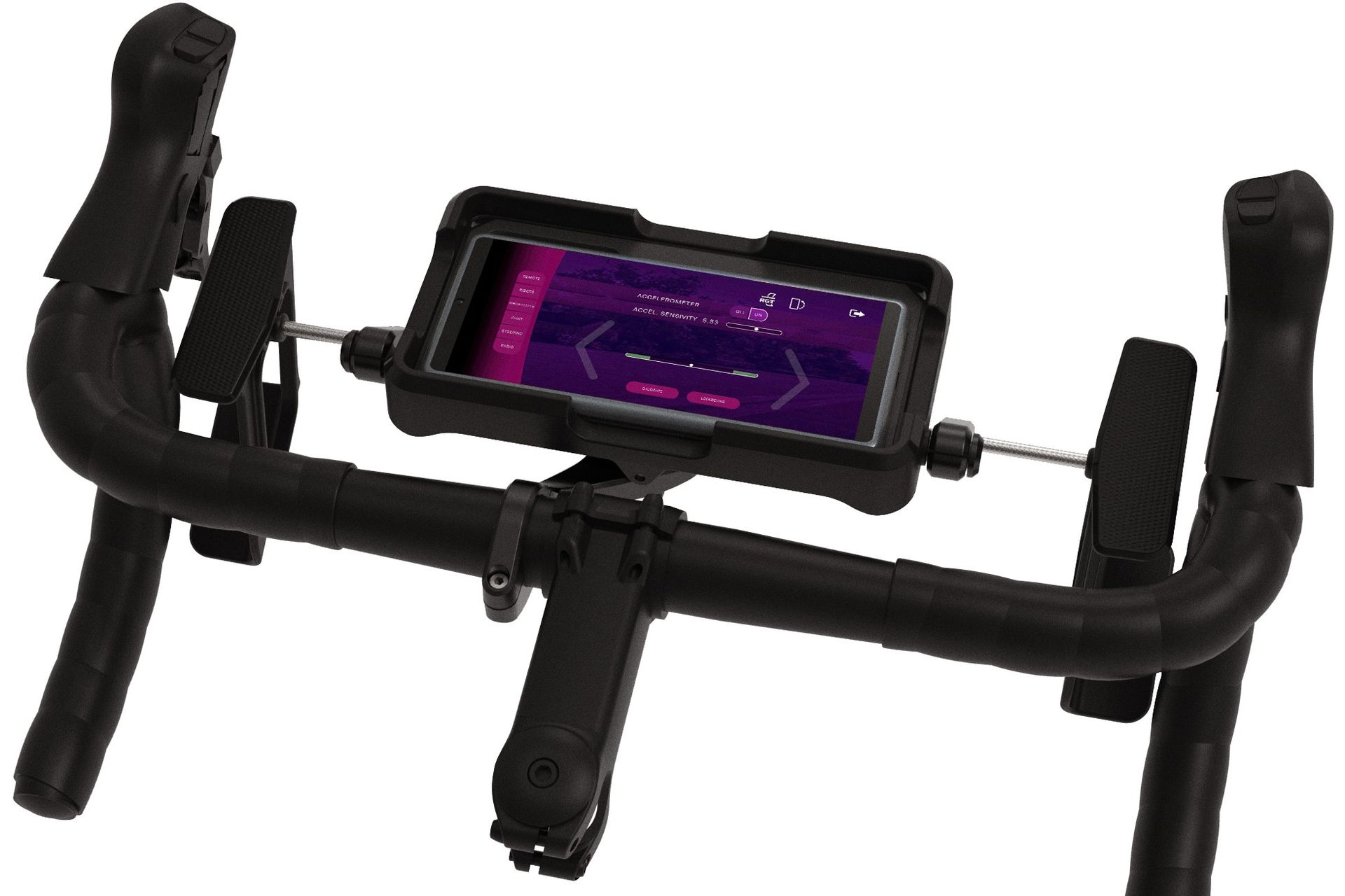 Wahoo Kickr Steer view of smartphone with steering arrows