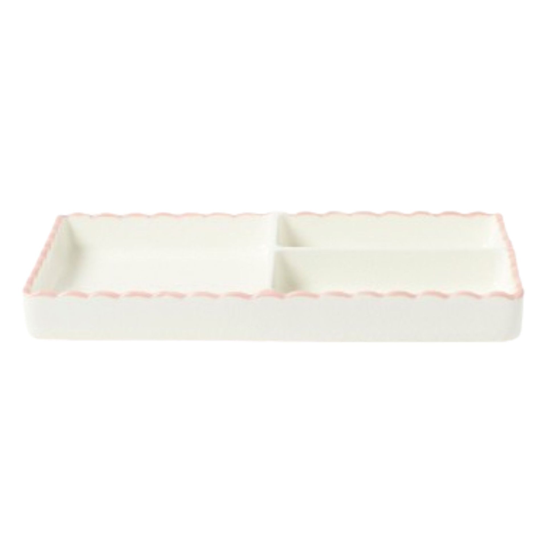 Scallop Pink & White Ceramic Tray