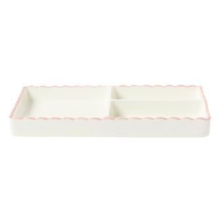 Scallop Pink & White Ceramic Tray