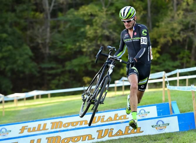 Lukas Winterberg (Cannondale) running the barriers in fourth