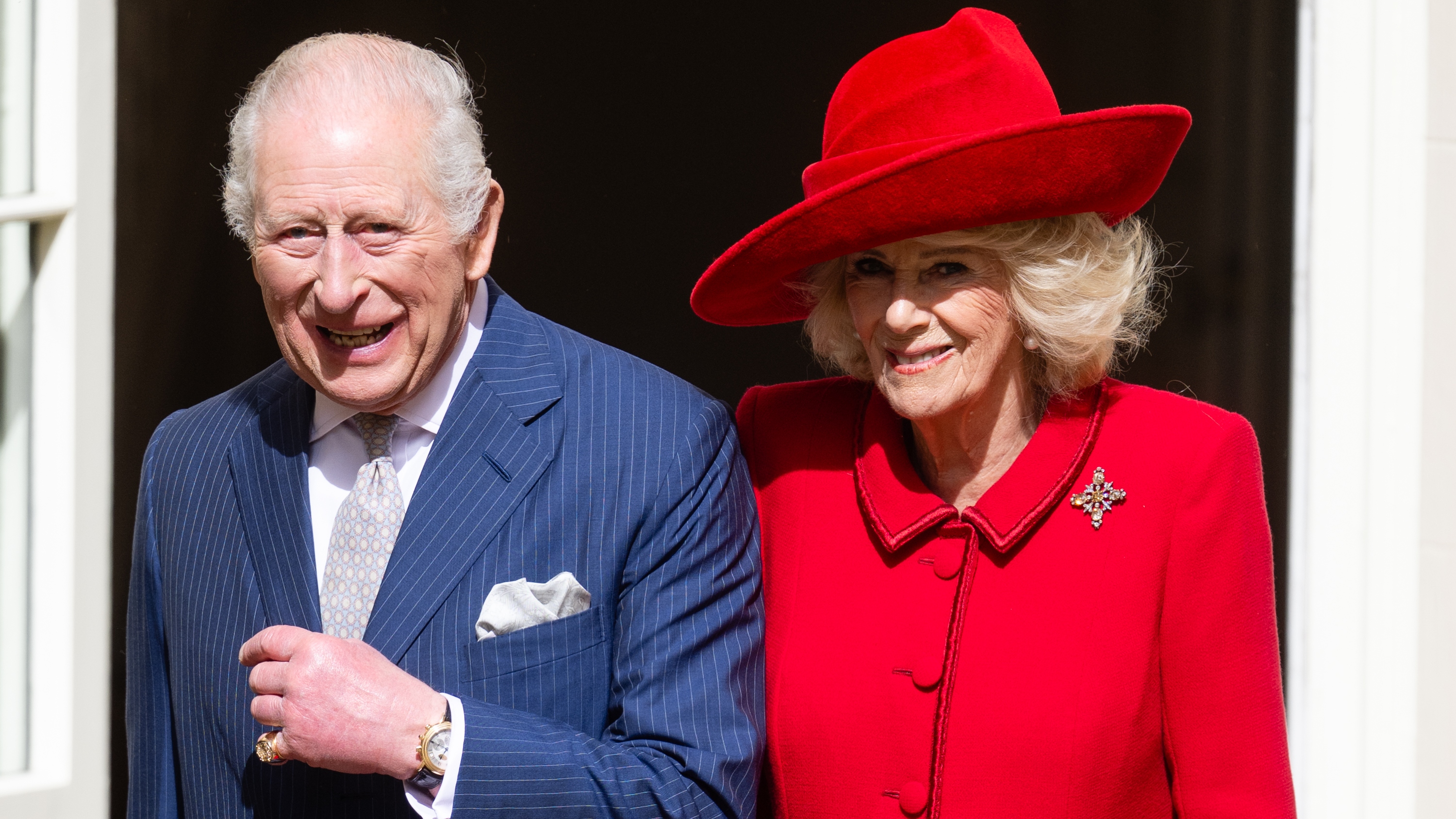 King Charles III and Queen Camilla attend the 2026 Easter Matins Service at St George's Chapel on April 05, 2026