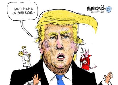 Political Cartoon U.S. Trump good people on both sides