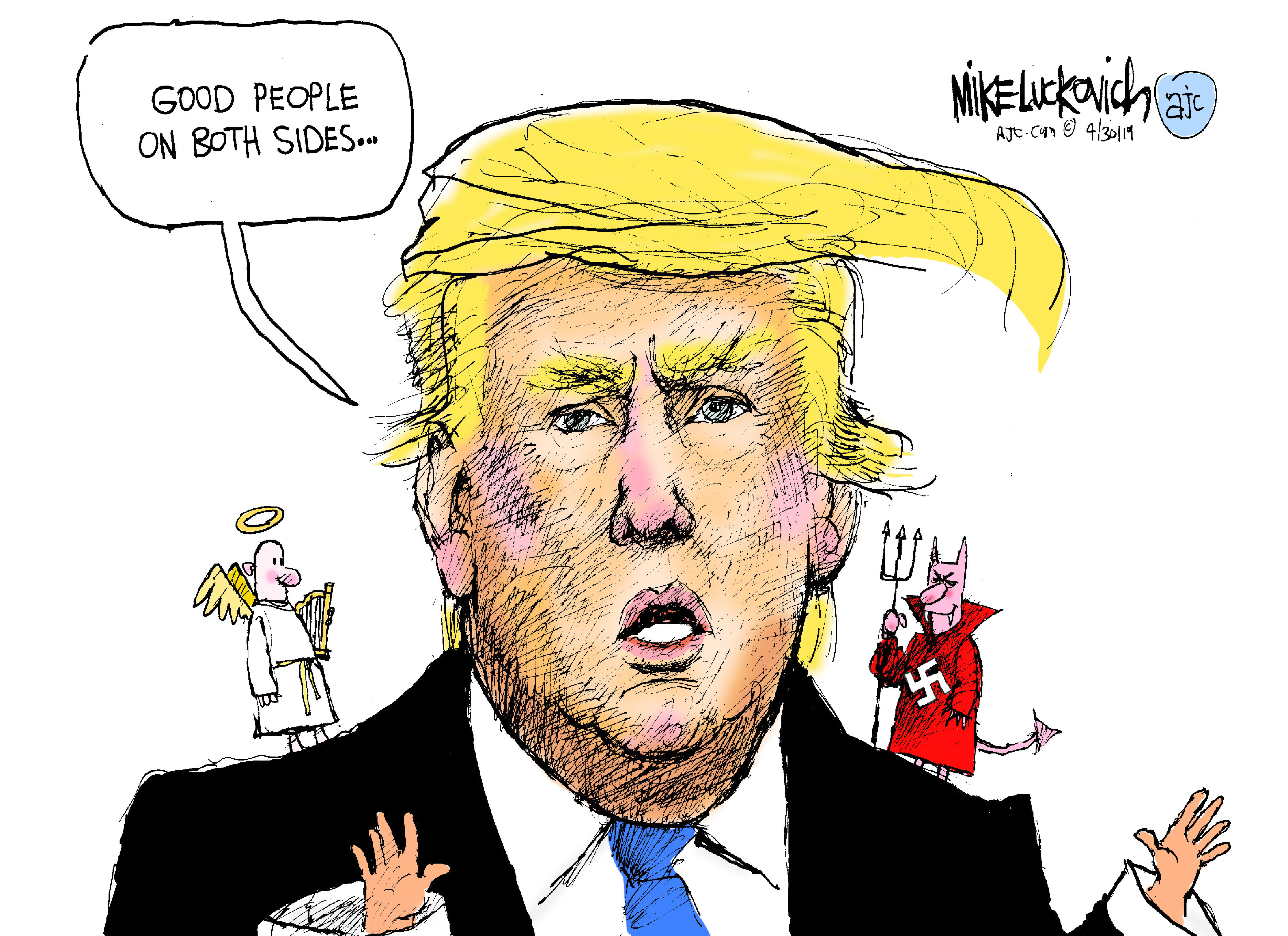 Political Cartoon U.S. Trump good people on both sides