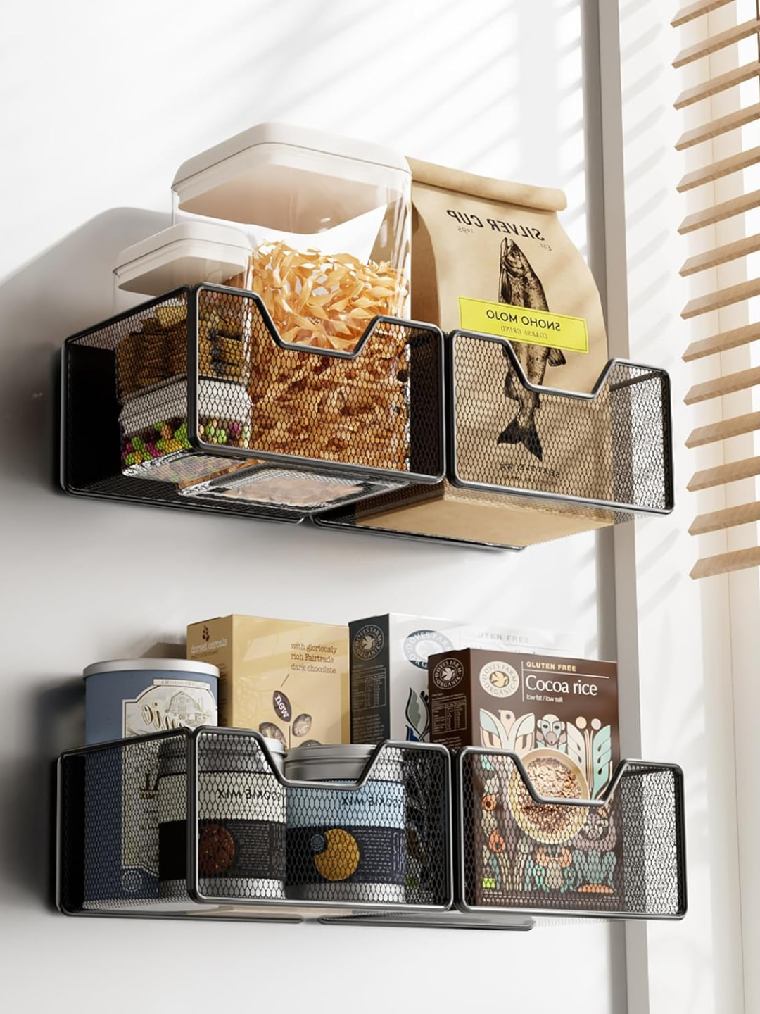 A pair of magnetic basket holders from Amazon