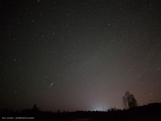 A brilliant Camelopardalid meteor streaks across the sky in this view from Bill Longo of Sudbury, Canada on May 24, 2014. The meteor, created by Comet 209P/LINEAR, was shared by Longo and the Virtual Telescope Project.