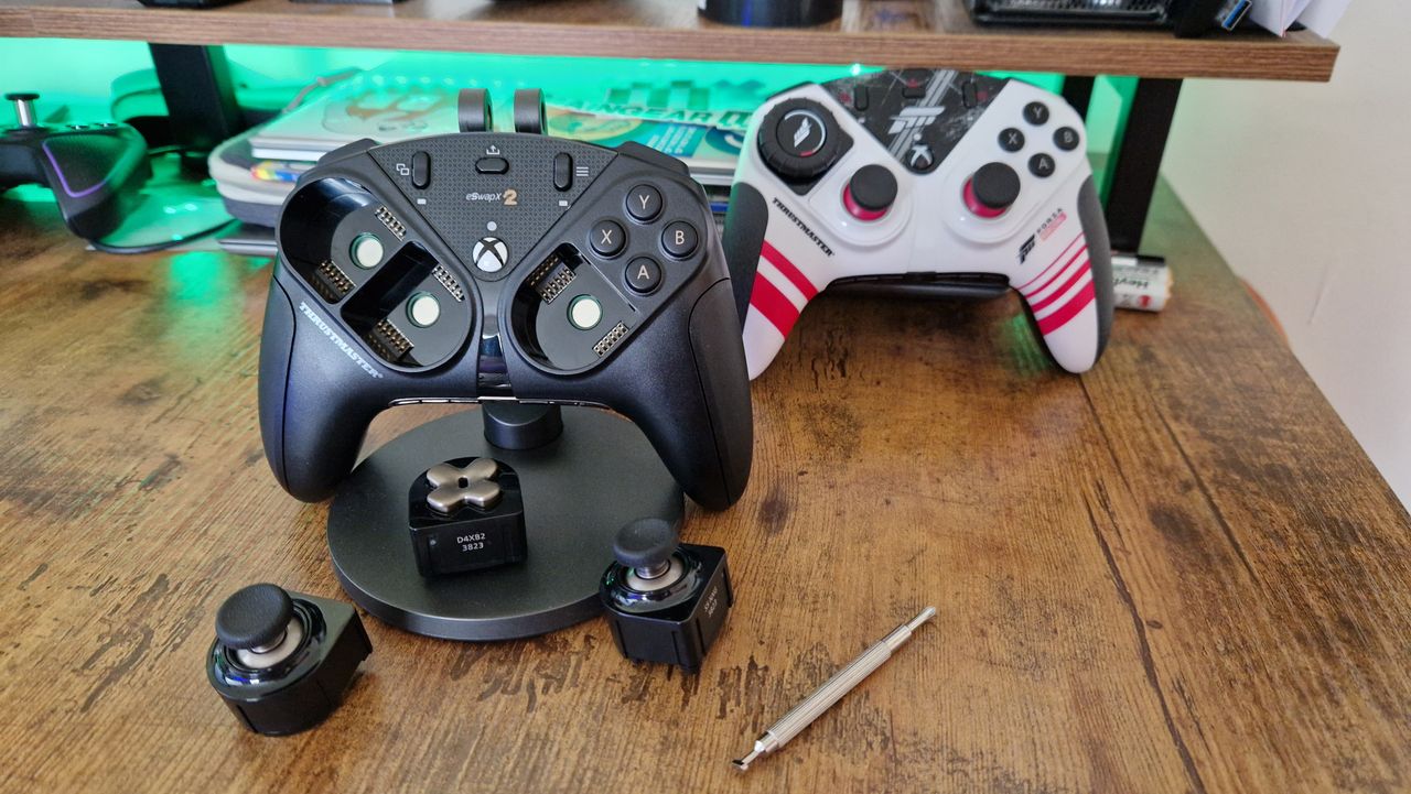 Thrustmaster eSwap X 2 side by side with the eSwap XR from 2023