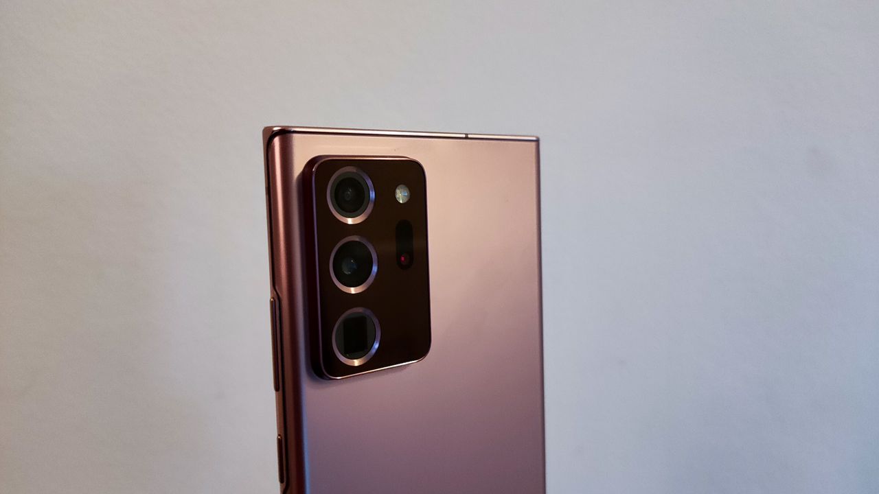Close-up of the Samsung Galaxy Note 20 Ultra 5G rear cameras