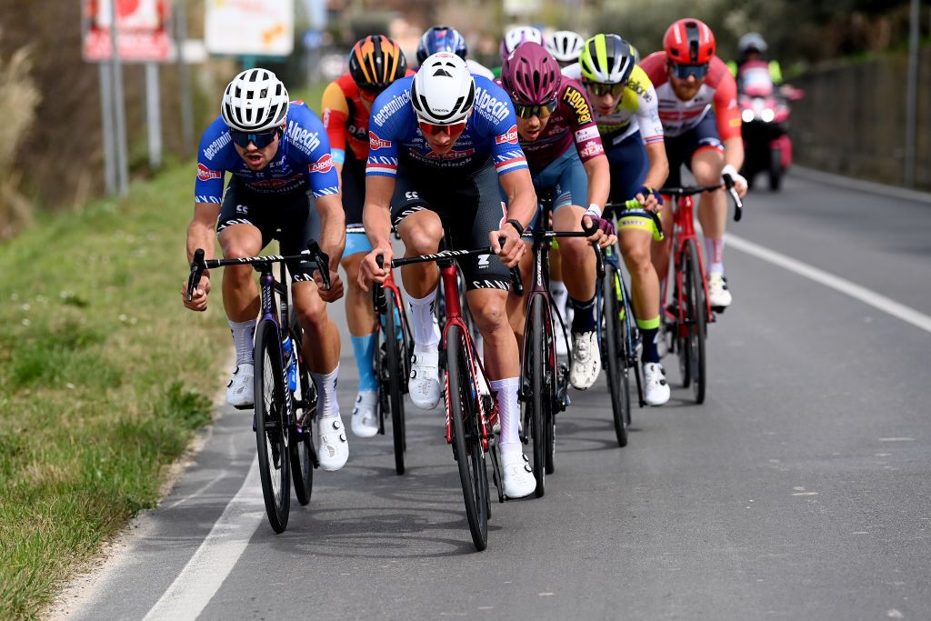 Mathieu van der Poel (Alpecin-Deceuninck) went in the early breakaway on stage 6 of Tirreno-Adriatico but it did not last