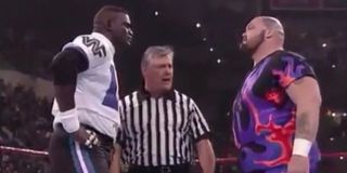 Lawrence Taylor and Bam Bam Bigelow at WrestleMania 11