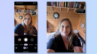 Screenshot showing how to mirror a selfie on Android - Take a photo with the new settings