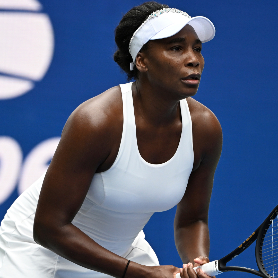 Venus Williams competed in the doubles match at the 2025 US Open in a white tennis dress from H&M