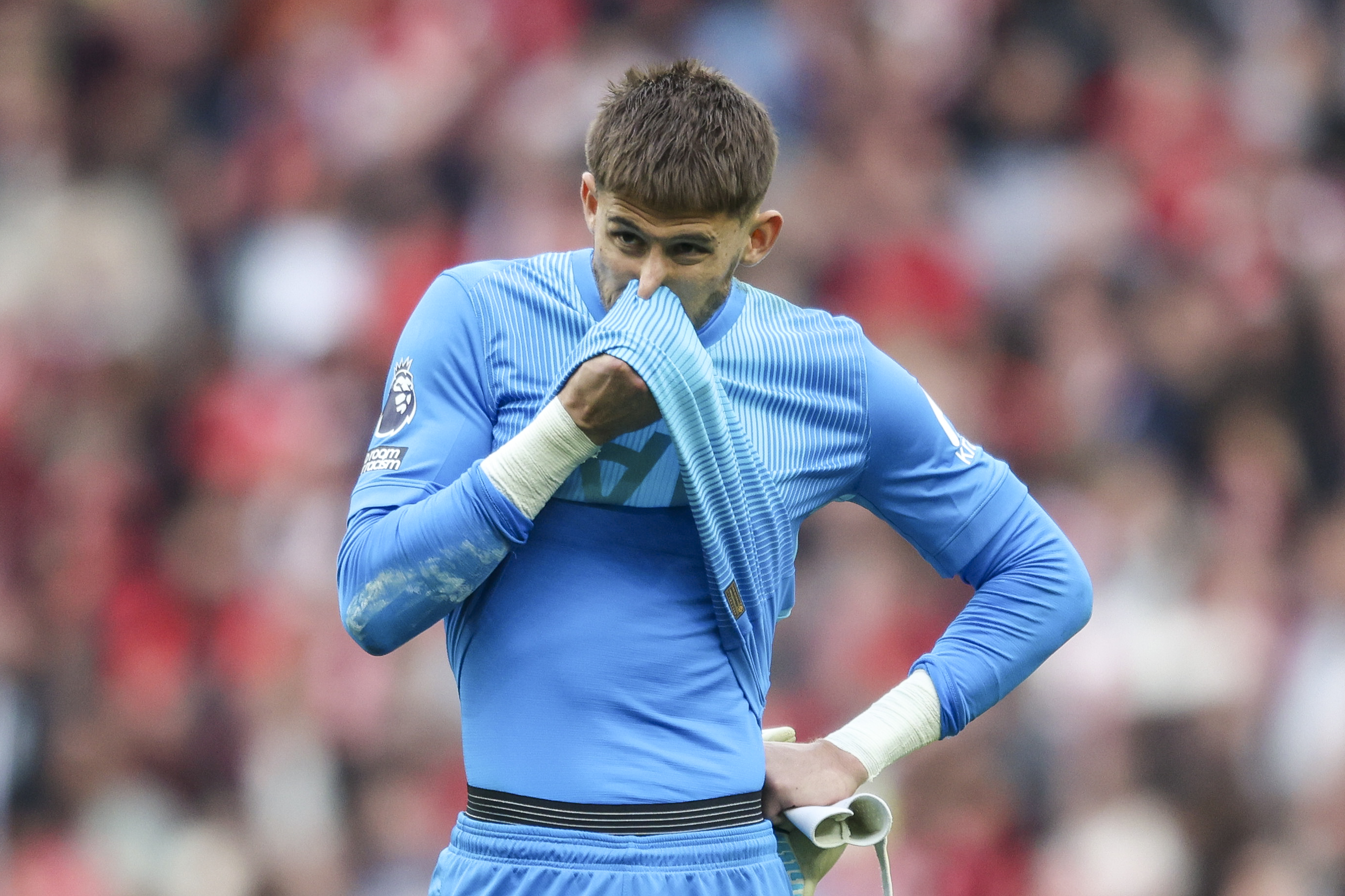 LONDON, ENGLAND - MARCH 22: Guglielmo Vicario of Tottenham Hotspur after his sides 3-0 defeat during the Premier League match between Tottenham Hotspur and Nottingham Forest at Tottenham Hotspur Stadium on March 22, 2026 in London, England. (Photo by Robin Jones/Getty Images)