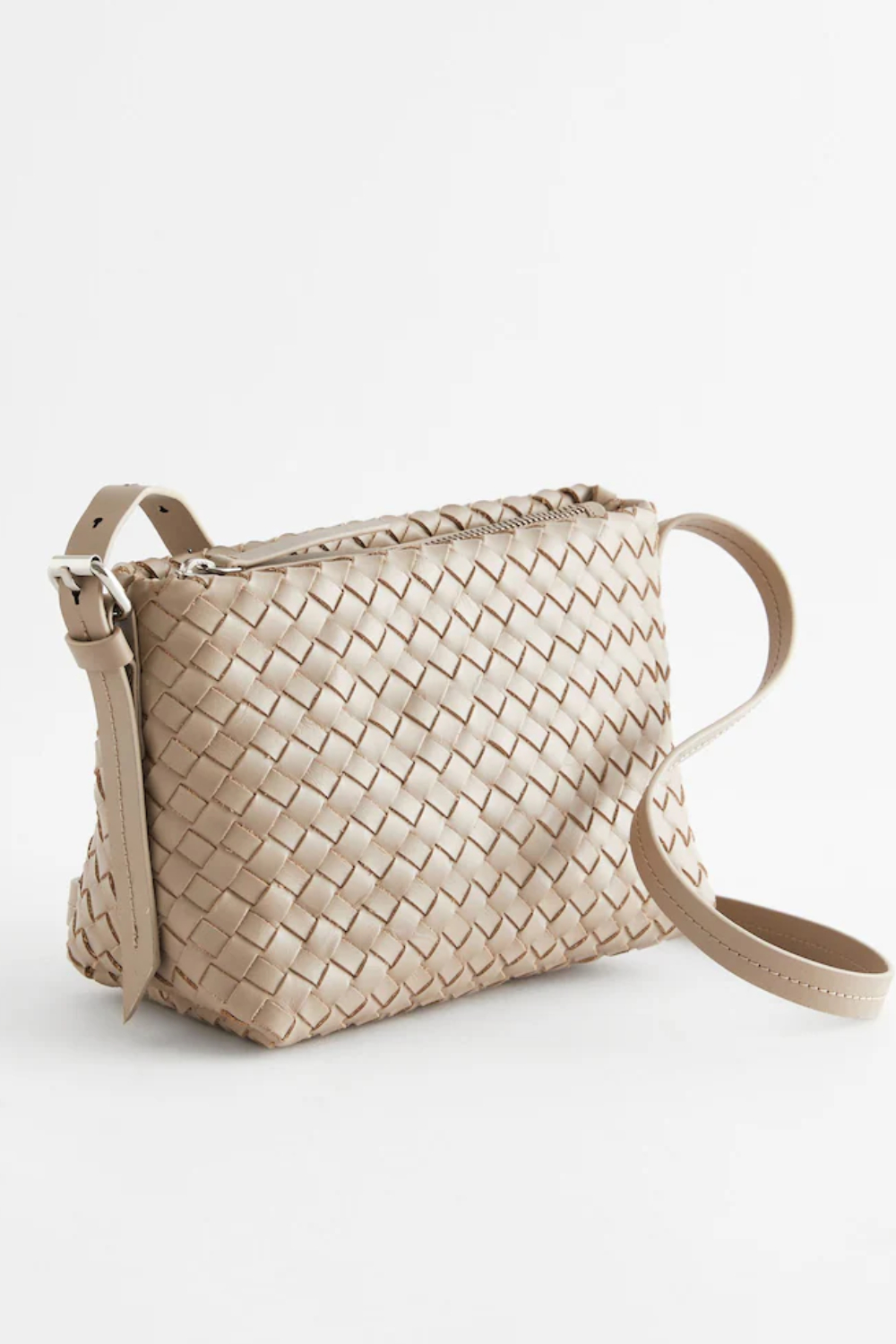 Kožená crossbody kabelka Next Mink Brown Weave