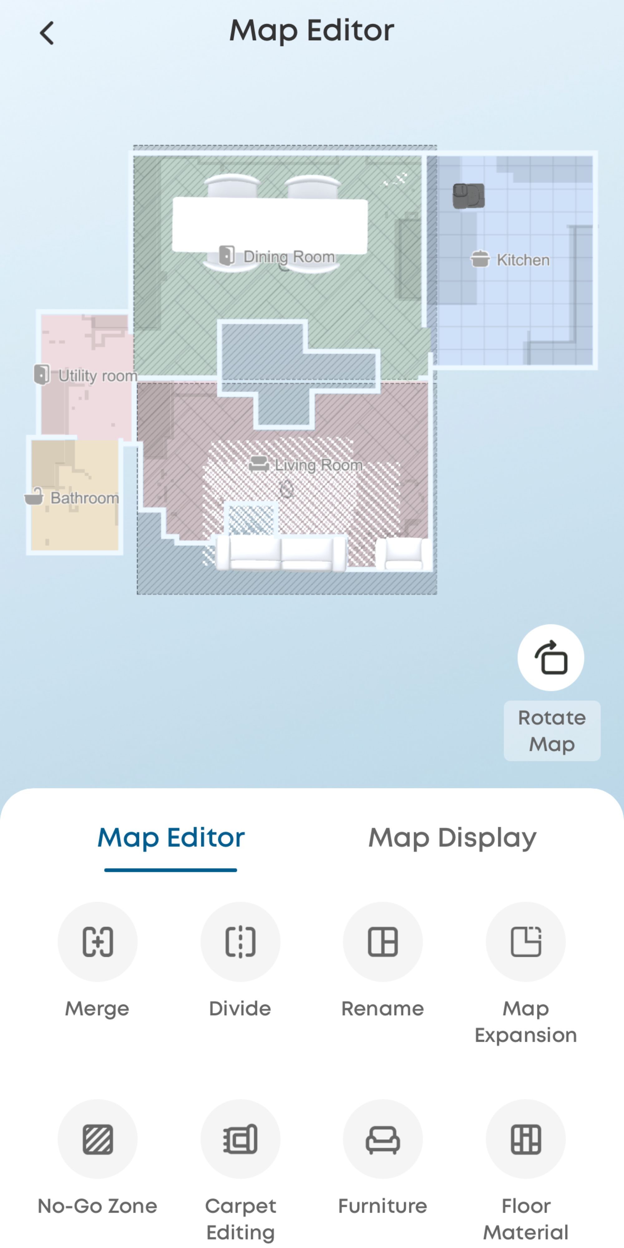 Screen shot of the map of my house from the eufy Omni E25 app