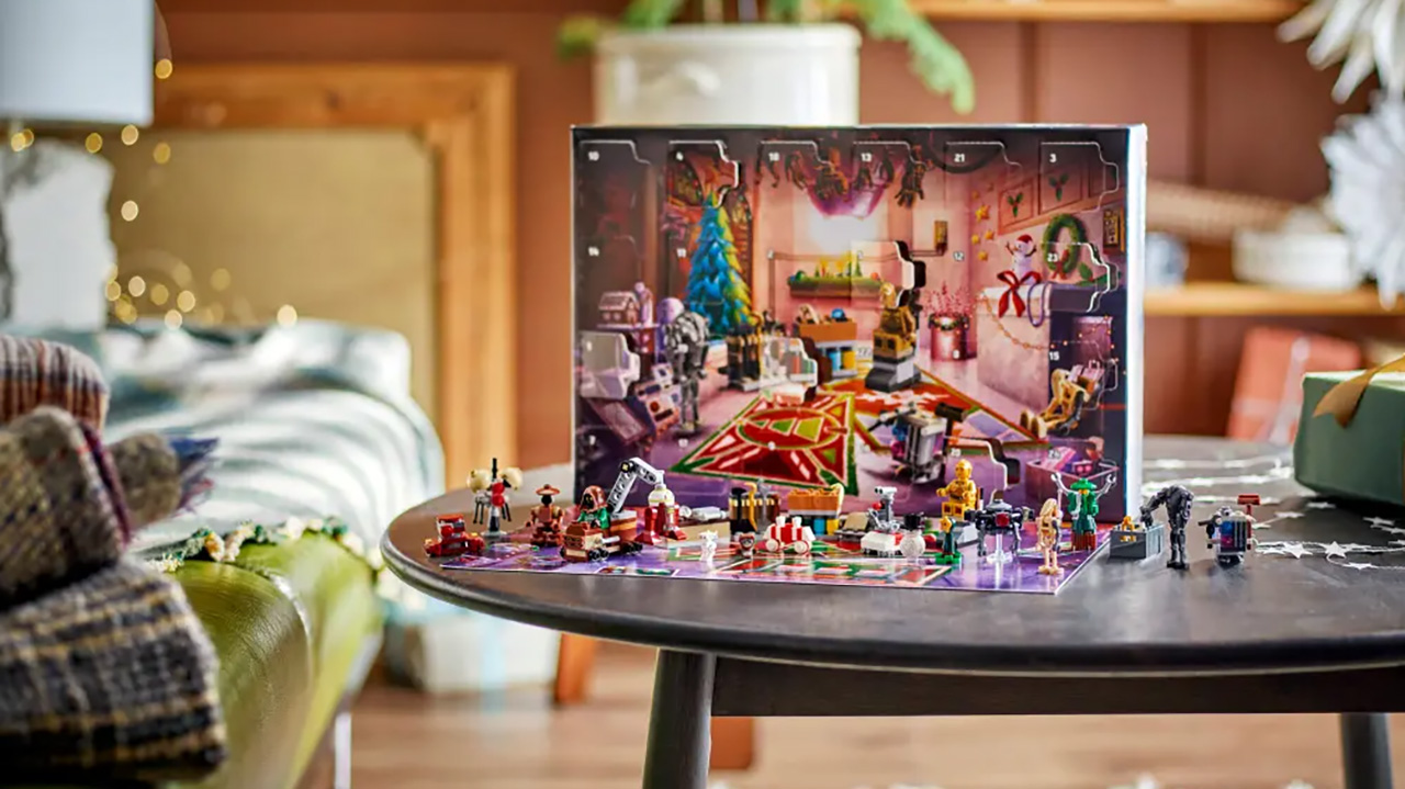 Lego Star Wars Advent Calendar 2025 on a table in Christmas setting