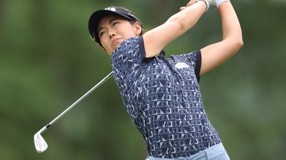 Jenny Shin takes a shot at the 2023 KMPG Women's PGA Championship at Baltusrol Golf Club