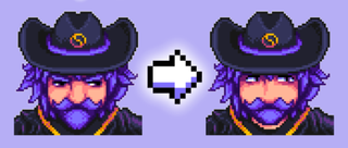 Pixel art of a wizard becoming slightly hotter