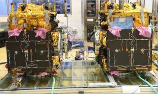 The two docking satellites of India's Space Docking Experiment mission, or SpaDex.