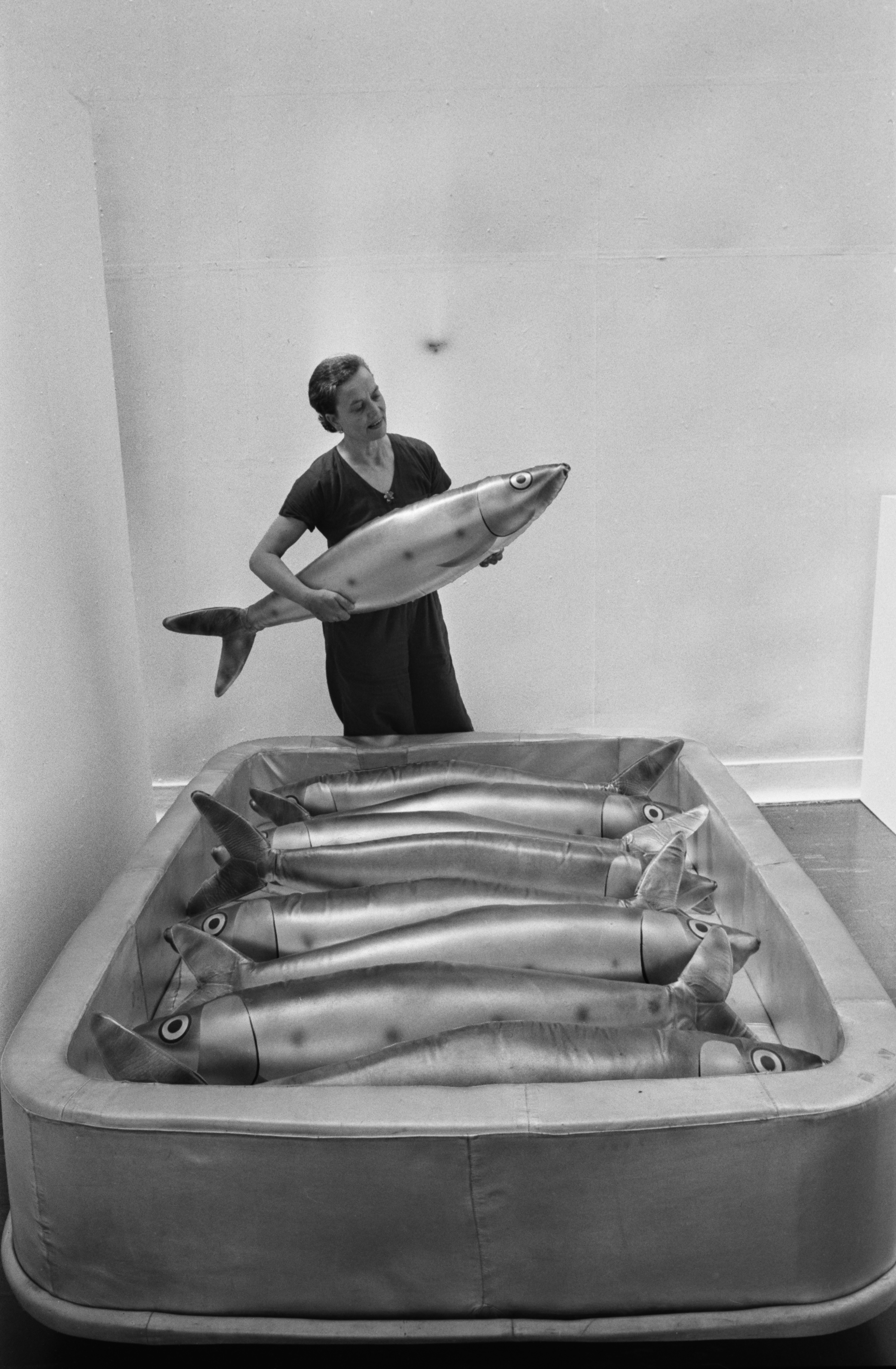 claude lalanne with a sardine sculpture