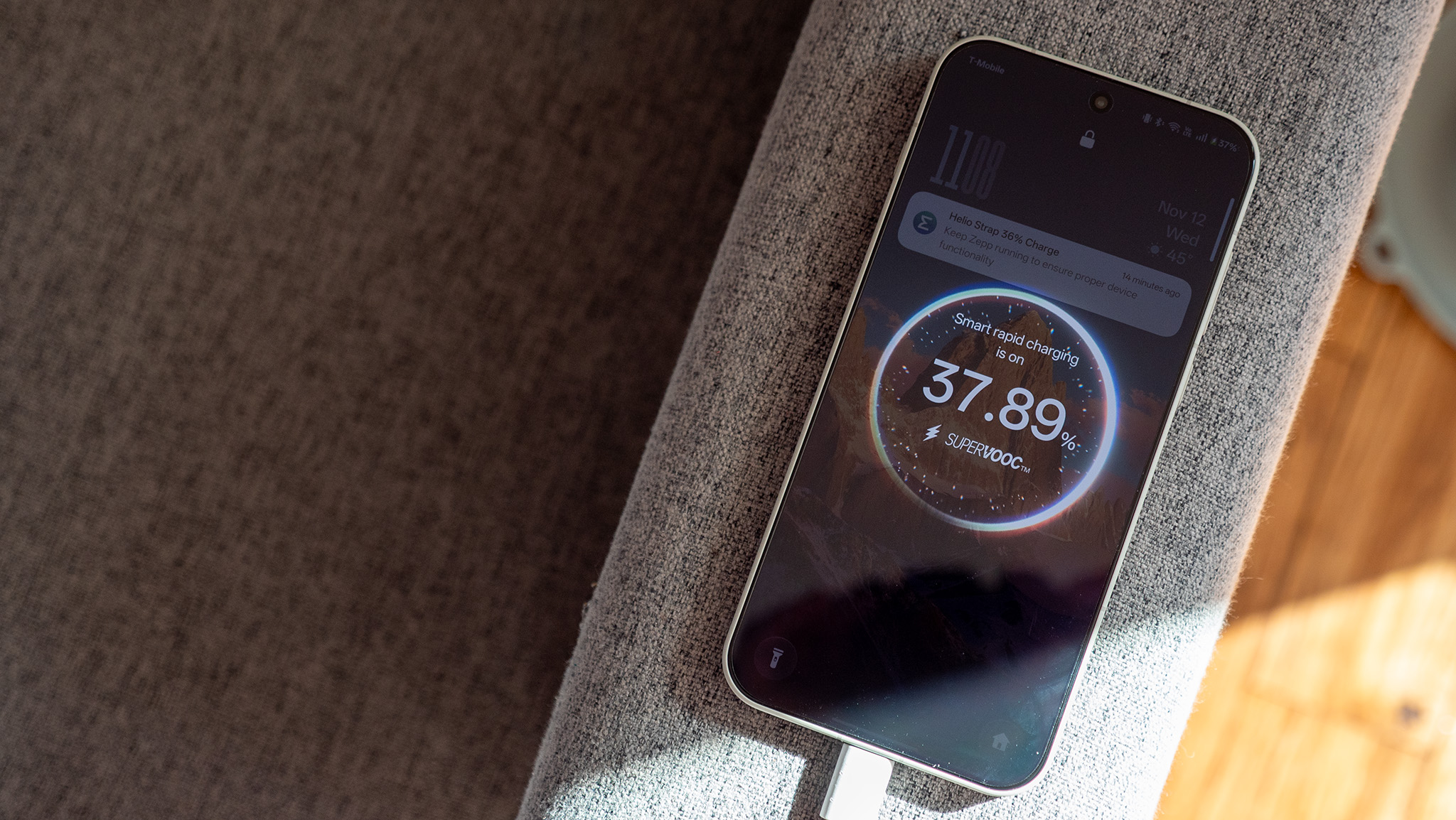 Charging a OnePlus 15 with the included Super VOOC ultrafast charger