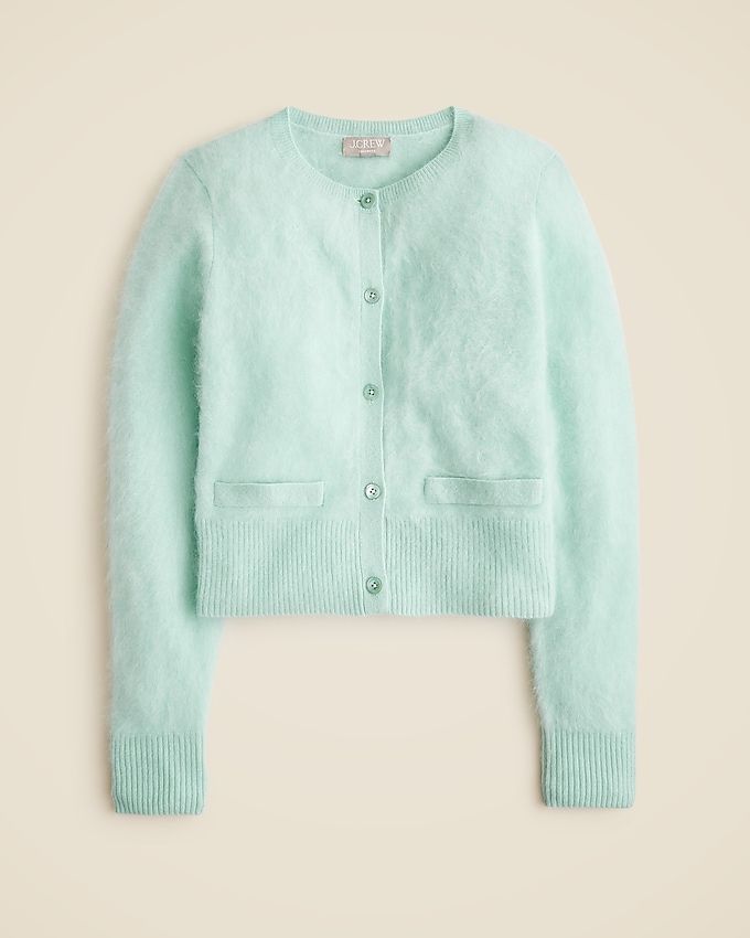 Brushed Cashmere Cropped Cardigan Sweater