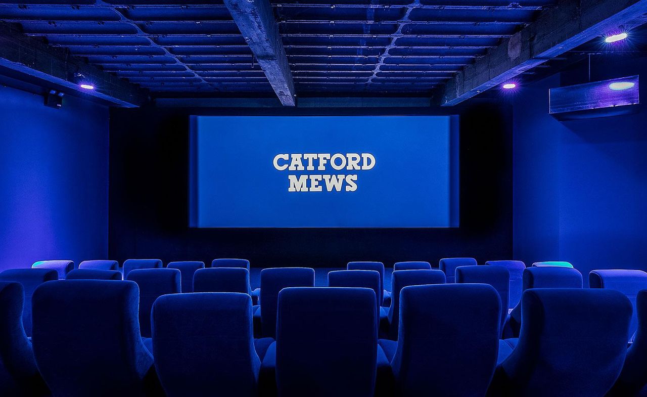 Catford Mew&#039;s cinema screen with plush seating