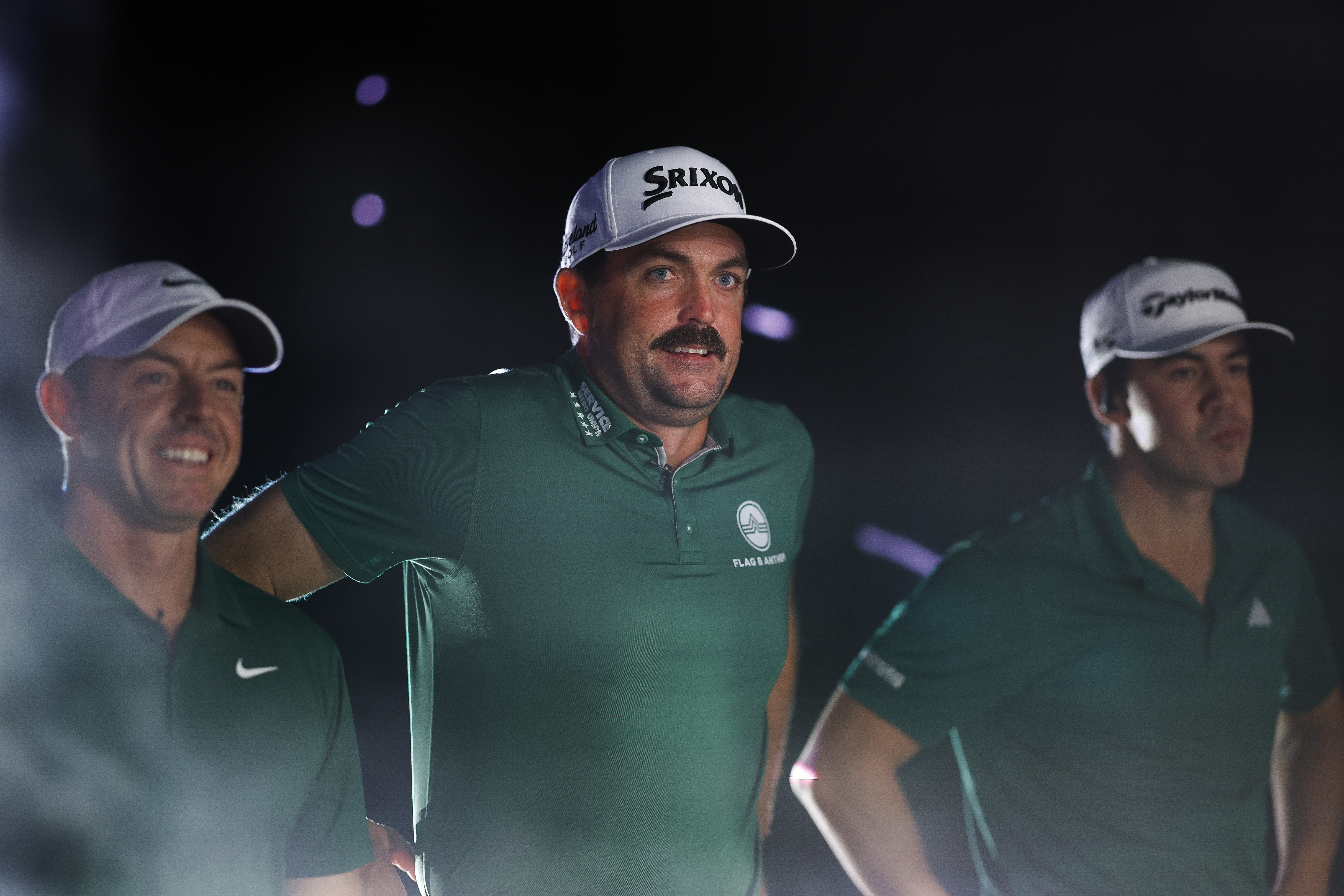 (L to R) Rory McIlroy, Keegan Bradley and Michael Thorbjornsen