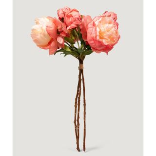 Coral Faux Peony Flower Bundle