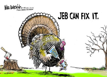 Political cartoon U.S. 2016 Jeb Bush Thanksgiving