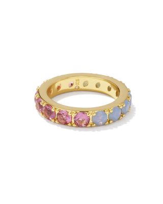 Chandler Gold Band Ring in Pink Blue Mix