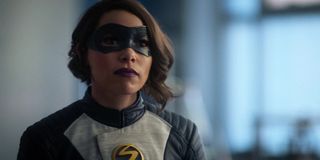 Jessica Parker Kennedy as Nora costumed as XS on The Flash