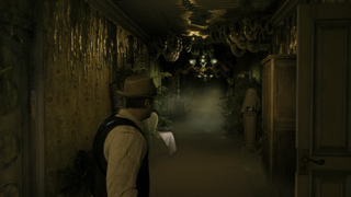 Edward Carnby exploring a grotesque hallway